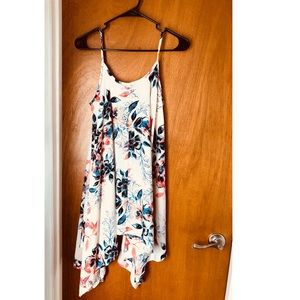 White Floral Asymmetric Dress